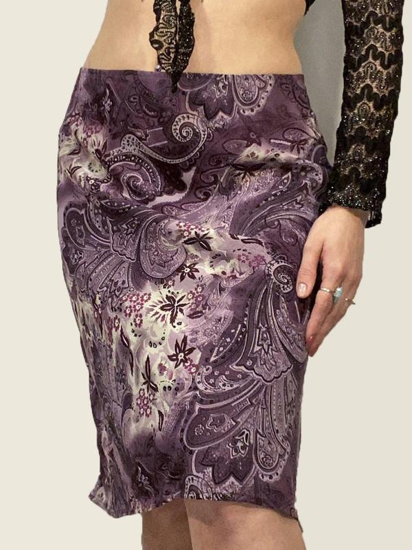 Women's Random Paisley & Floral Print Mermaid Skirt, Y2K Retro Fashion Casual Skirt for Daily Outdoor Wear, Ladies Bottoms for All Seasons