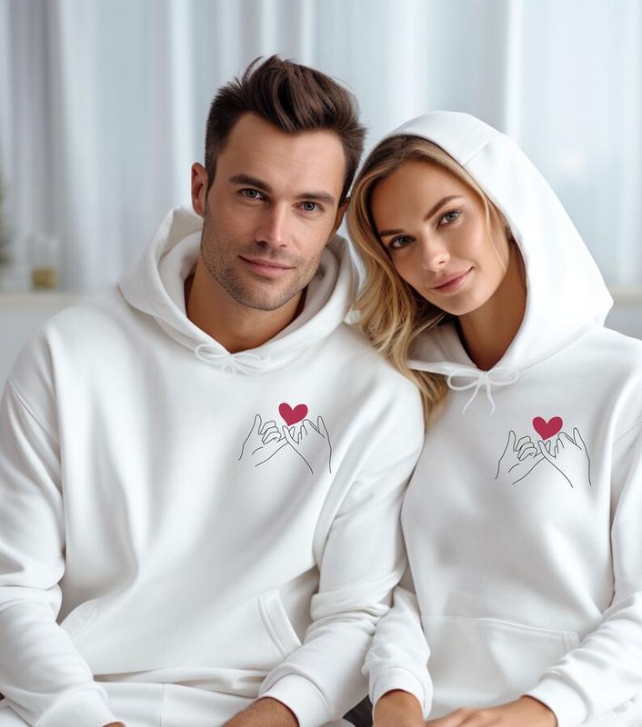 Hoodie Couple, Couple Hoodie, Valentines Couple Hoodie, Pinky Promise Hoodie, Couple Hoodie Set, Cute Couple Hoodie, Sweet Couple Hoodie H27230916 Casual Comfort