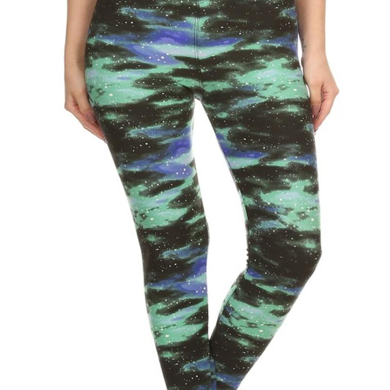 GREEN Galaxy Leggings Bottoms Womenswear Soft Elastic Bottoms Comfortable