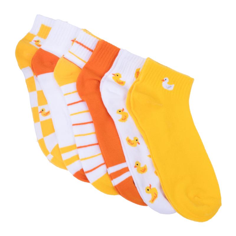 Ladies' Assorted Low-Cut Duck 6 pre-pack Ribbed Socks-LN6F1645