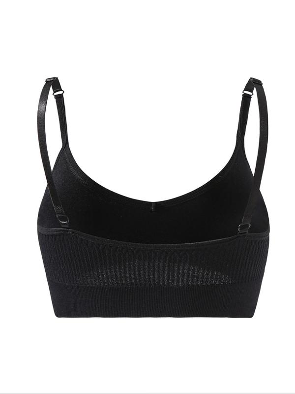 Women's Solid Wireless Bra, Adjustable Strap Comfortable Bralette, Soft Breathable Lingerie for All Seasons