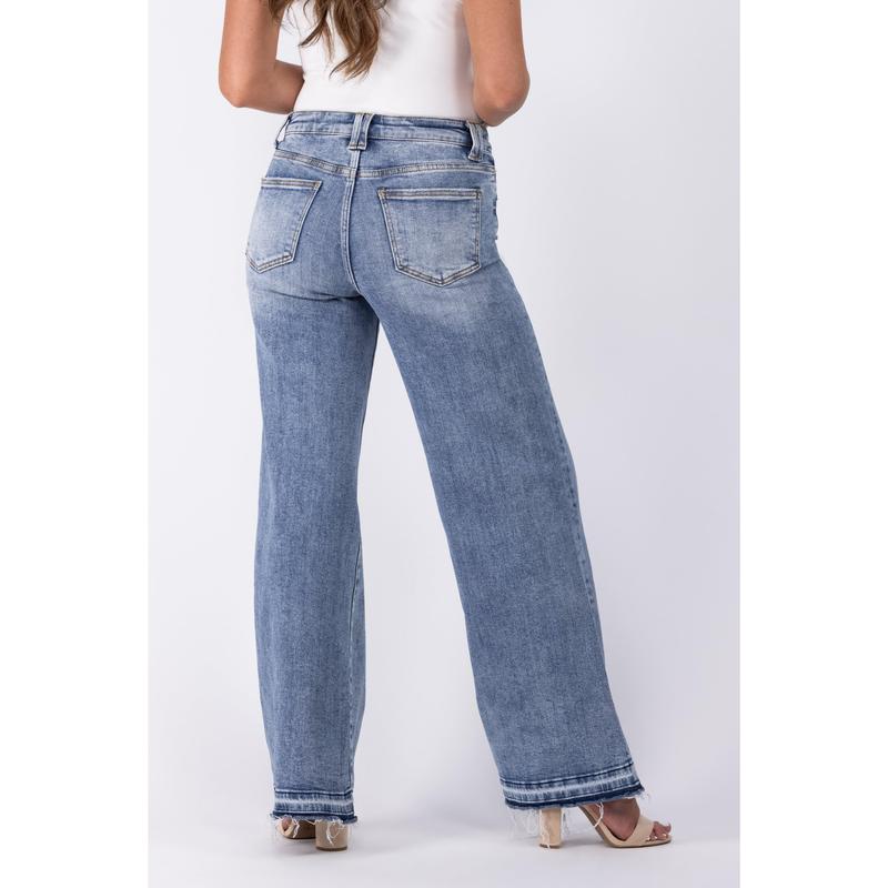 The Lindsey from Lovervet: High-Rise Tummy Control Wide Leg Denim