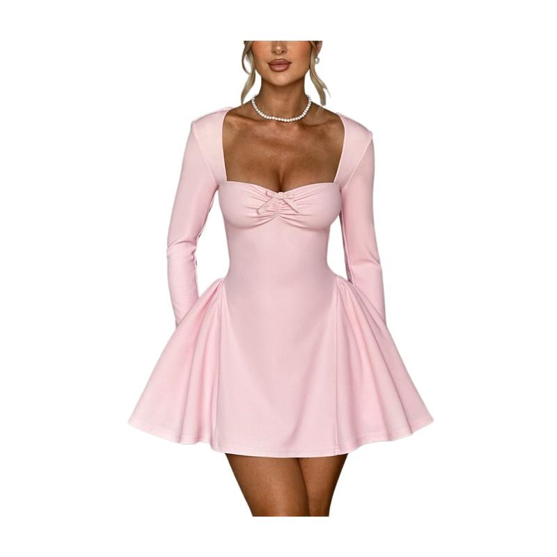 Women's Christmas Dresses Sexy Low Cut Long Sleeve A-line Mini Dresses Corset Slim Sexy Sleeveless Princess Dresses  Holiday Party Flowy Short Dresses