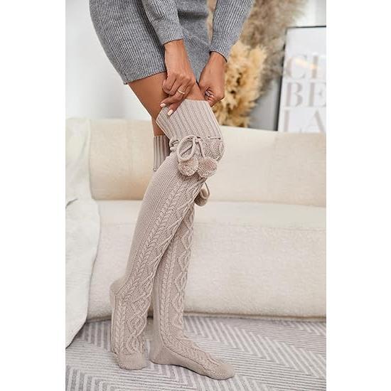 Women's Socks Thigh High Socks Extra Long Cable Knit Over the Knee Socks Knee High Boot Stockings Leg Warmers Socks Clothing Fashion