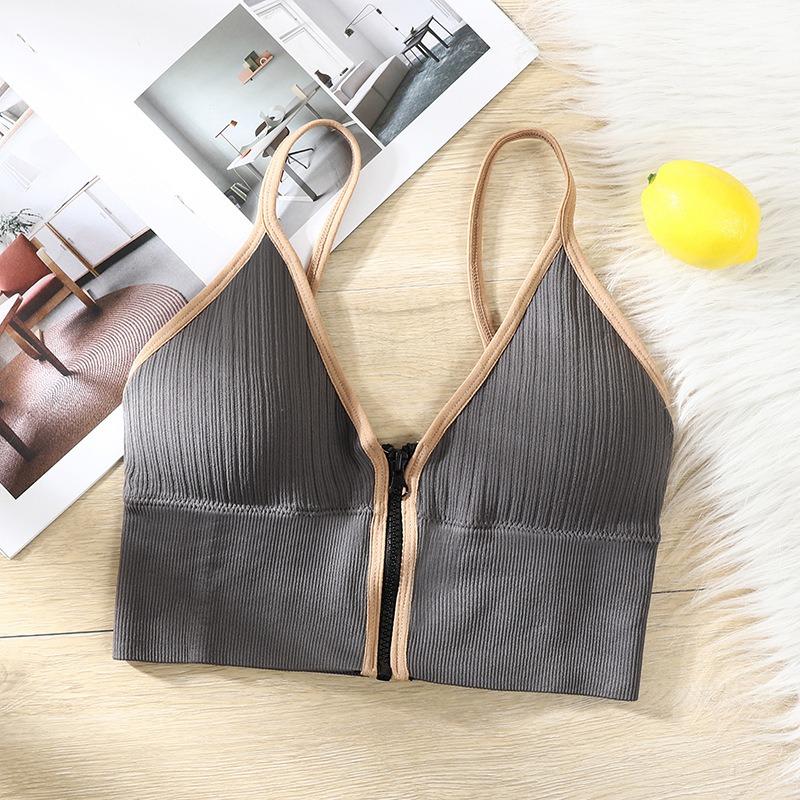 6Pcs Elegant Seamless Ribbed Wireless Cami Bralette - Comfy Push Up, Medium Support, Strapless, Polyester Lining, Machine Washable - Perfect for Adult Womens Lingerie & Underwear Fabric Womenswear Lady Comfort