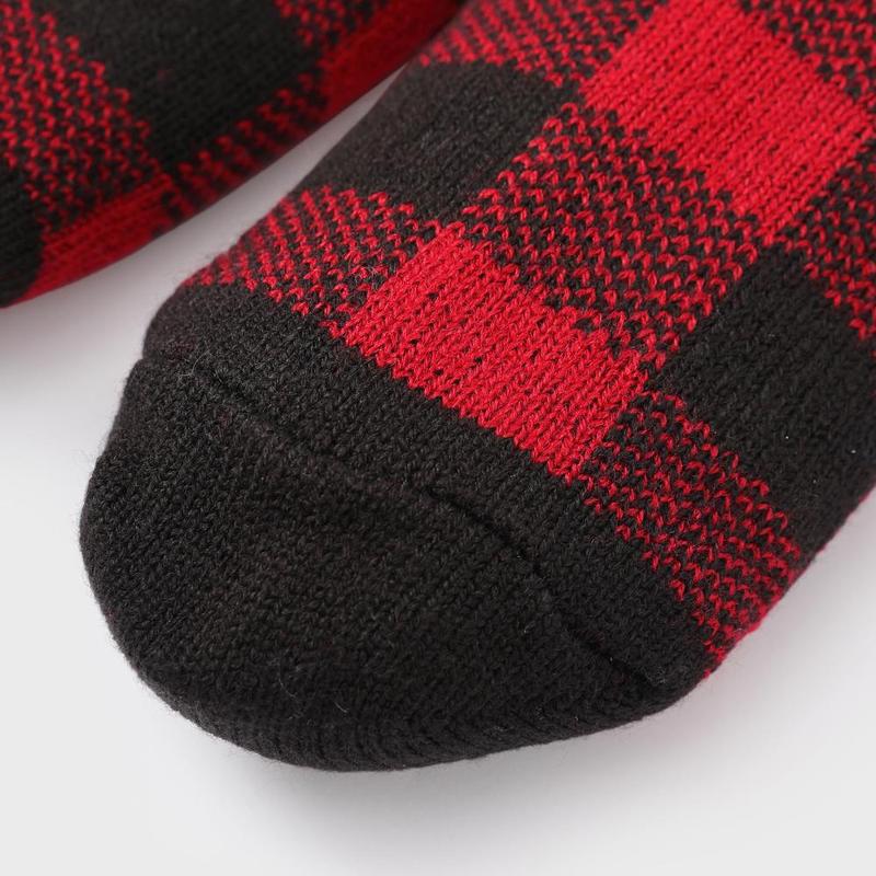 PatPat Christmas Socks Family Matching Red&Black Plaid Check Pattern Anti-Slip Floor Socks