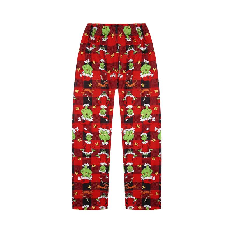 Christmas Matching Family Pajamas Sets Xmas Green Monster Print Long Sleeve Top and Pants Jammies Sleepwear