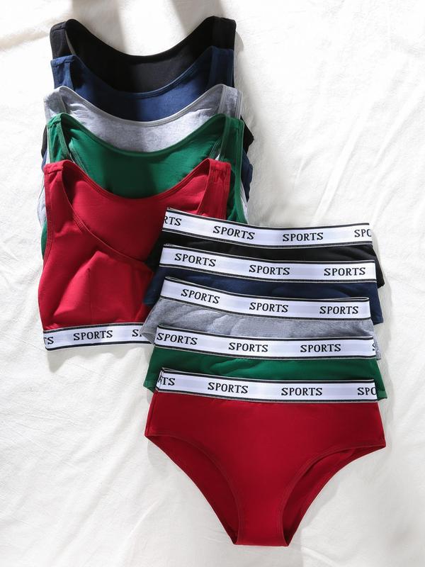 Women's Letter Tape Waist Boxer Underwear Sets, Casual Comfy Breathable Underwear for Daily Wear, Underwear Set for Women