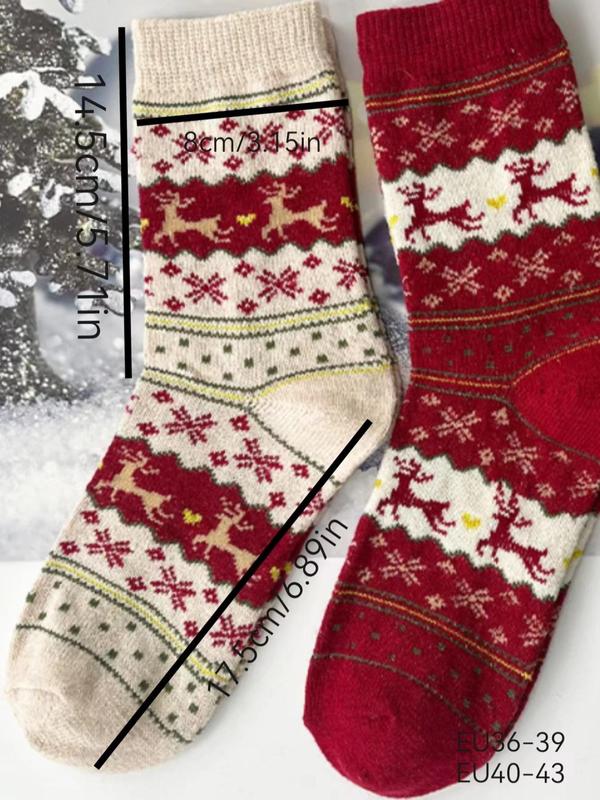 Women's Christmas Themed Mid-calf Socks, Casual Soft Comfy Socks for Fall & Winter, Women's Socks for Daily Wear