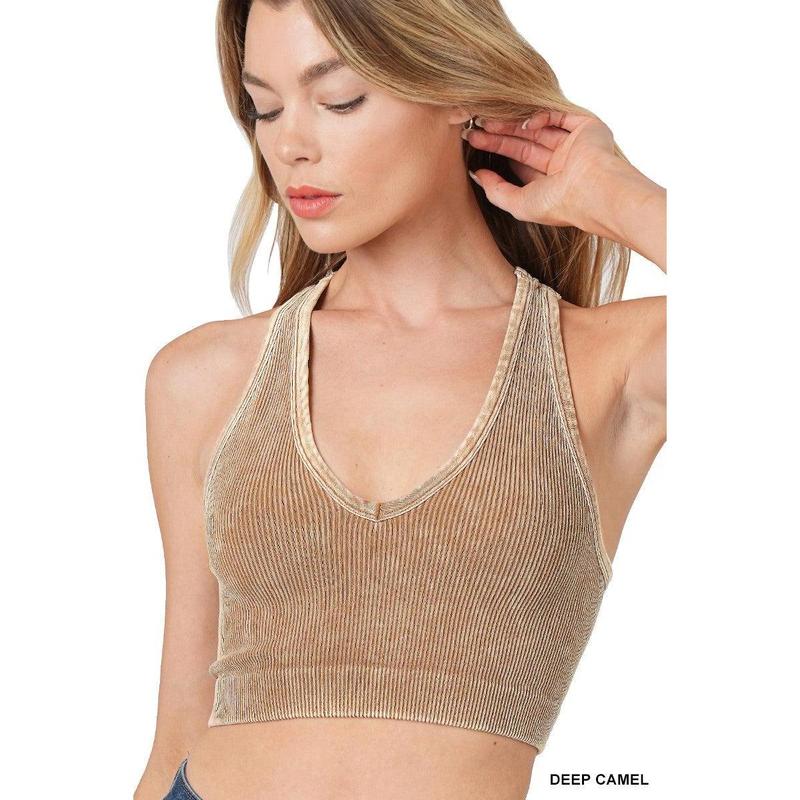 Lucy Ribbed Racerback Cropped Tank