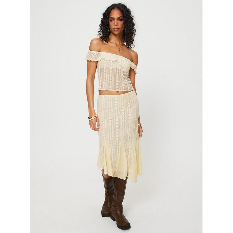 Betharia Midi Skirt Cream