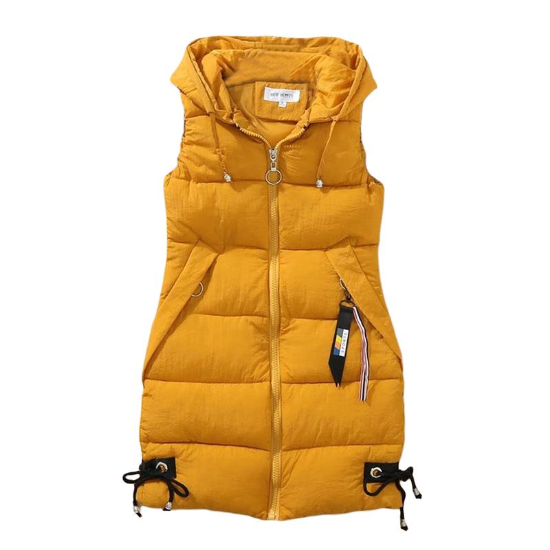 Women Down Jacket Waistcoat Solid Color Drawstring Hooded Sleeveless Zipper-Up Vests Autumn Winter Casual Warm Outerwear Womenswear Check