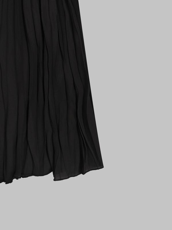 Vintage Women's Solid High Waist Pleated Skirt, Elegant Fashion Casual Long Skirt for Daily Wear, Ladies Bottoms for All Seasons