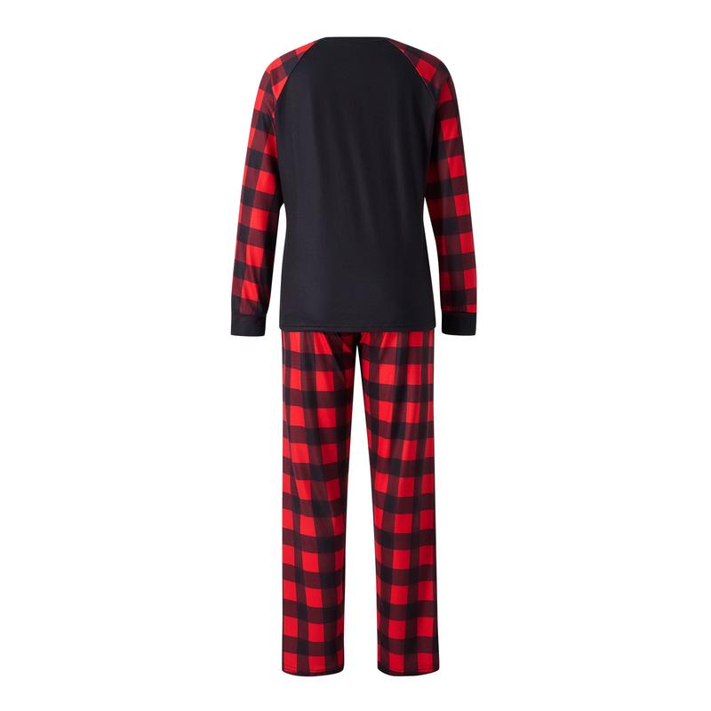 Hot Family Matching Christmas Pajamas, Baby Romper Letter Christmas Hat Print Long Sleeve Tops + Plaid Pants Sleepwear Set