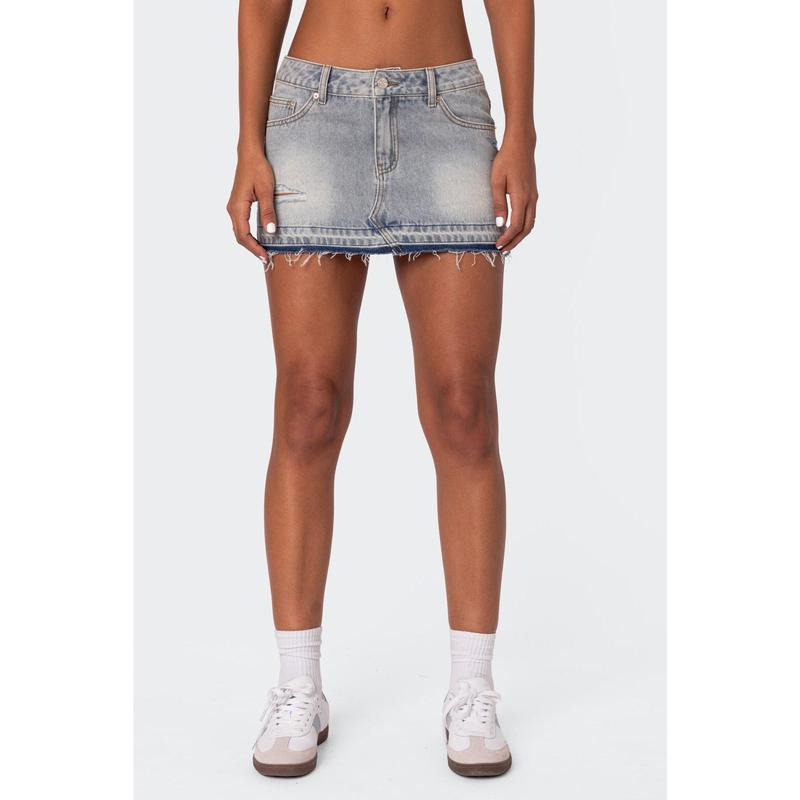 Priyanka Distressed Denim Mini Skirt