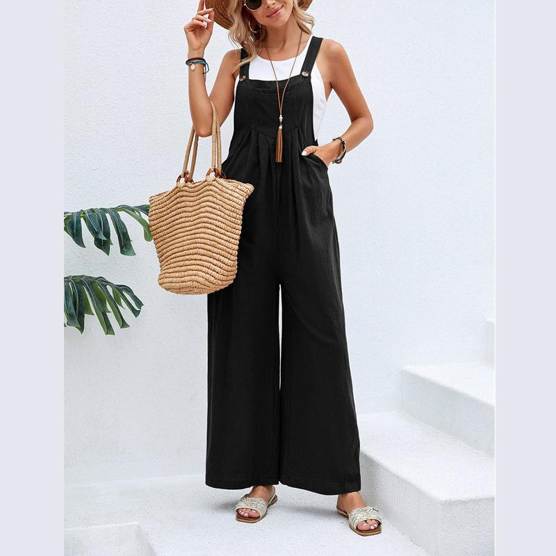 Women's Clothes Hot-Selling Solid Color Casual Suspender Trousers Womenswear Overalls