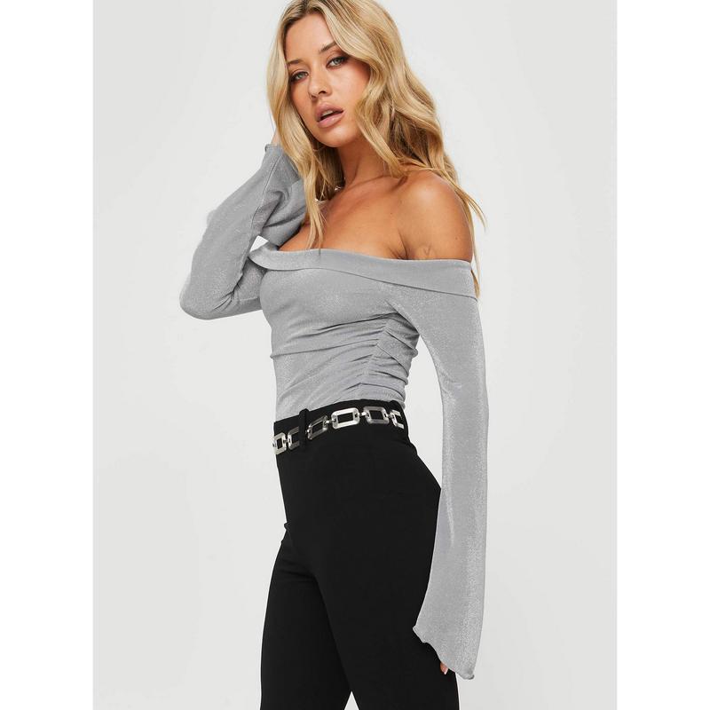 Tullo Off The Shoulder Bodysuit Grey