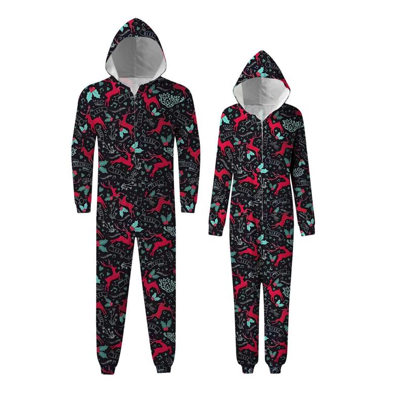 COSWE Matching Christmas Pajamas,Christmas Union Suit Pajamas for Couples ,Onesies Christmas Pajamas for Family