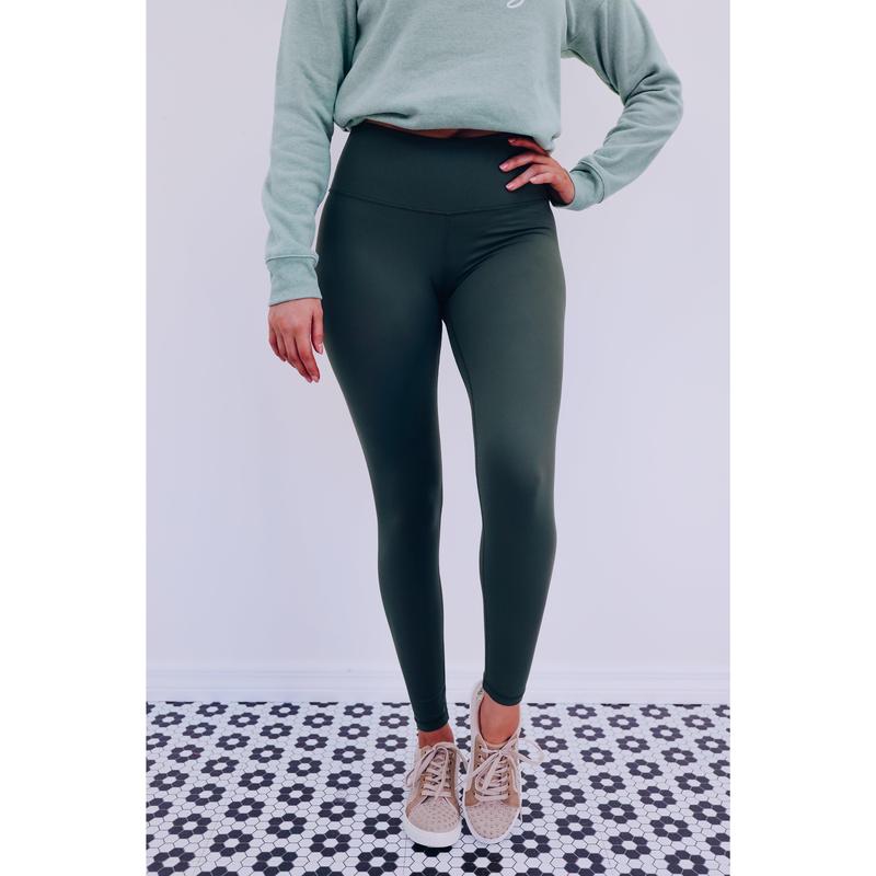 Lanie High Rise Leggings - Dark Olive