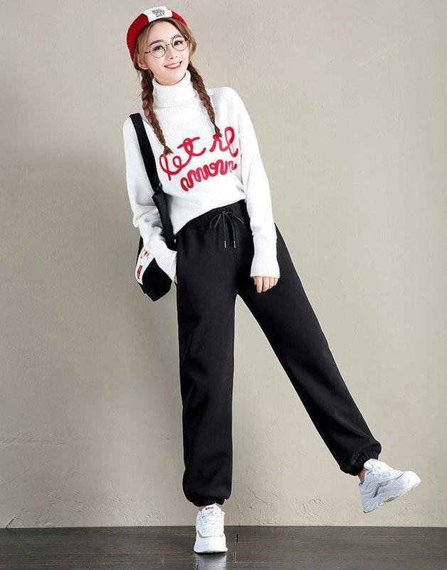 Fleece-Lined Autumn Winter Thickened Sweatpants for Women, Harem Pants, Loose Fit, Plus Size, Warm Casual Pants with Belt Womenswear Bottoms