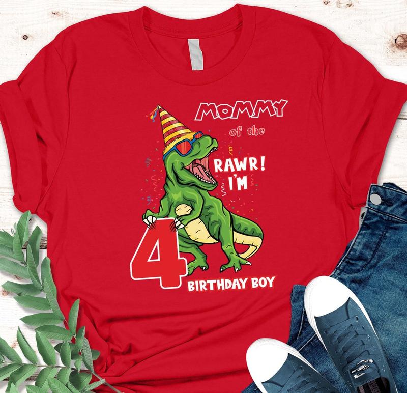 Personalized Dinosaur Birthday Shirt, T-Rex Birthday Boy Shirt, Dinosaur Family Matching Shirts, Dinosaur Family Birthday Party Shirt Comfort Cotton