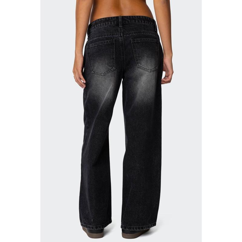 Petite Magda Low Rise Acid Wash Jeans