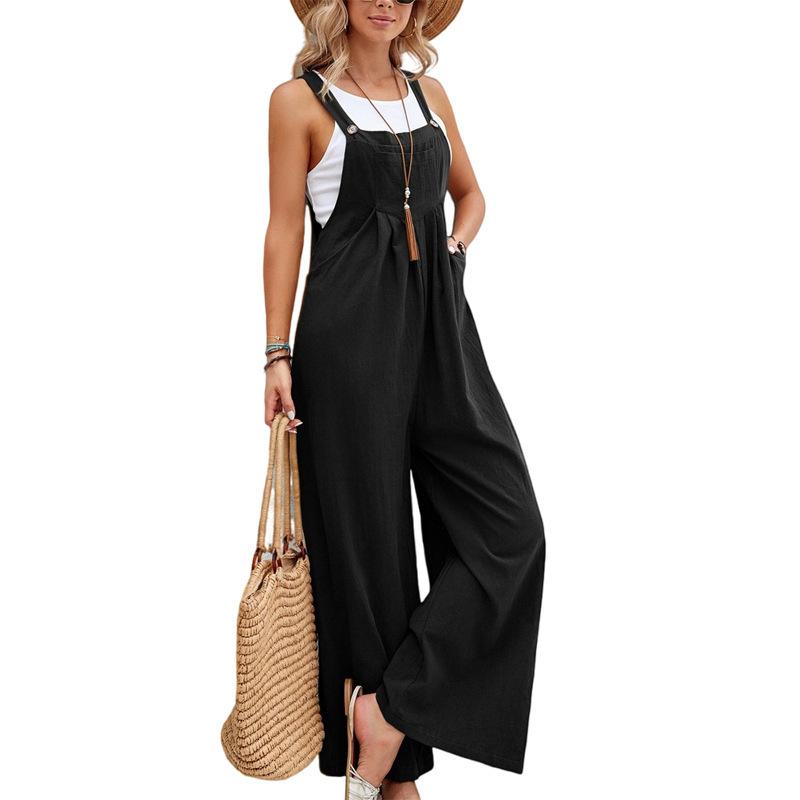 Women's Clothes Hot-Selling Solid Color Casual Suspender Trousers Womenswear Overalls