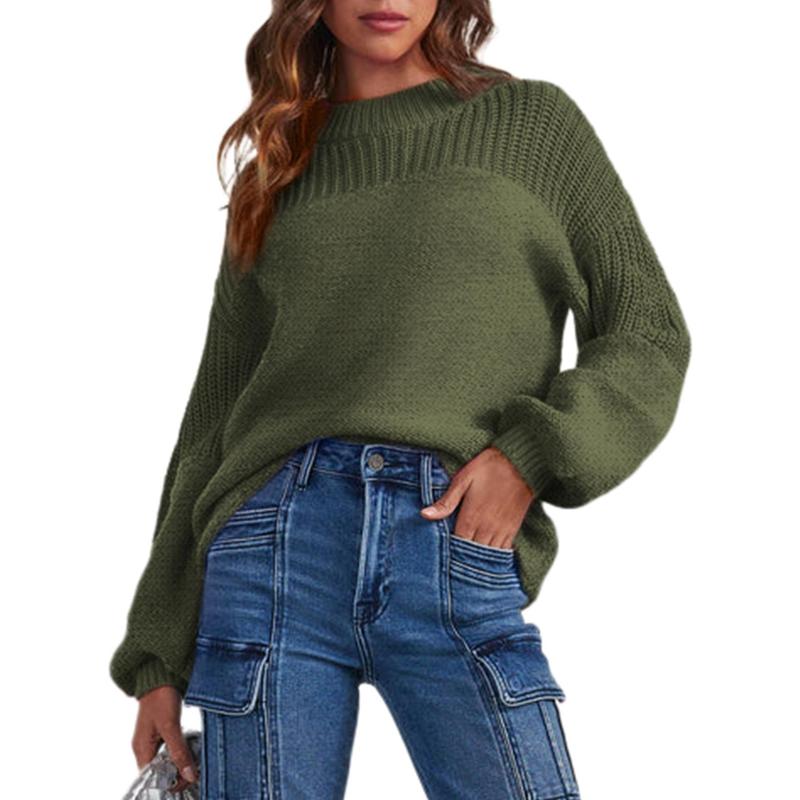 Dokotoo Women's Casual Long Sleeve Sweaters Loose Crewneck Knit Solid Pullover Sweater Jumper Tops