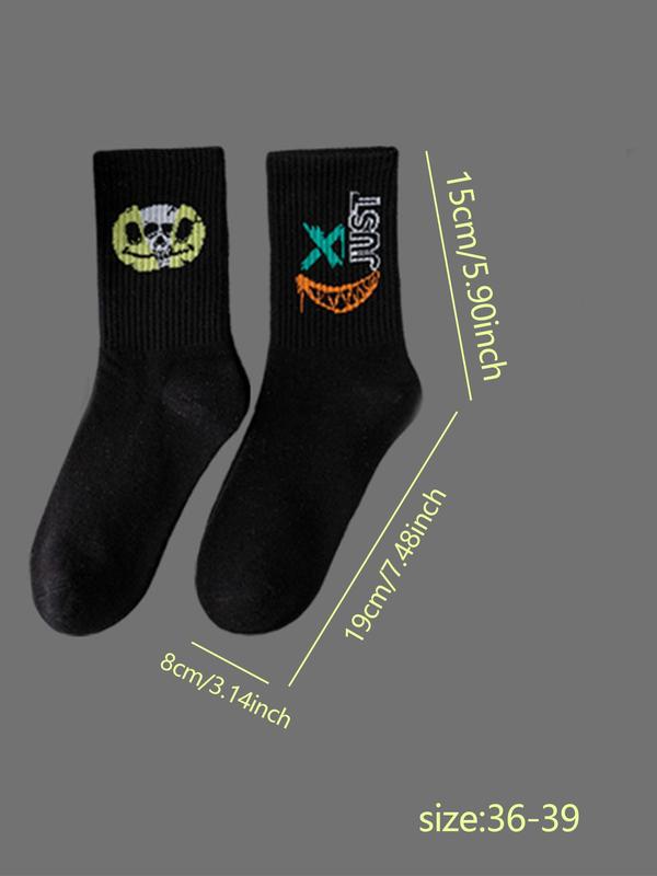 Women's Random Cartoon Graphic Print Crew Socks, Casual Soft Comfy Breathable Socks for All Seasons Daily Wear, Women's Socks