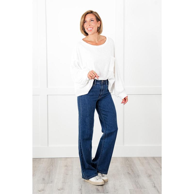 Judy Blue High Rise Medium Wash Vintage Wide Leg Jeans