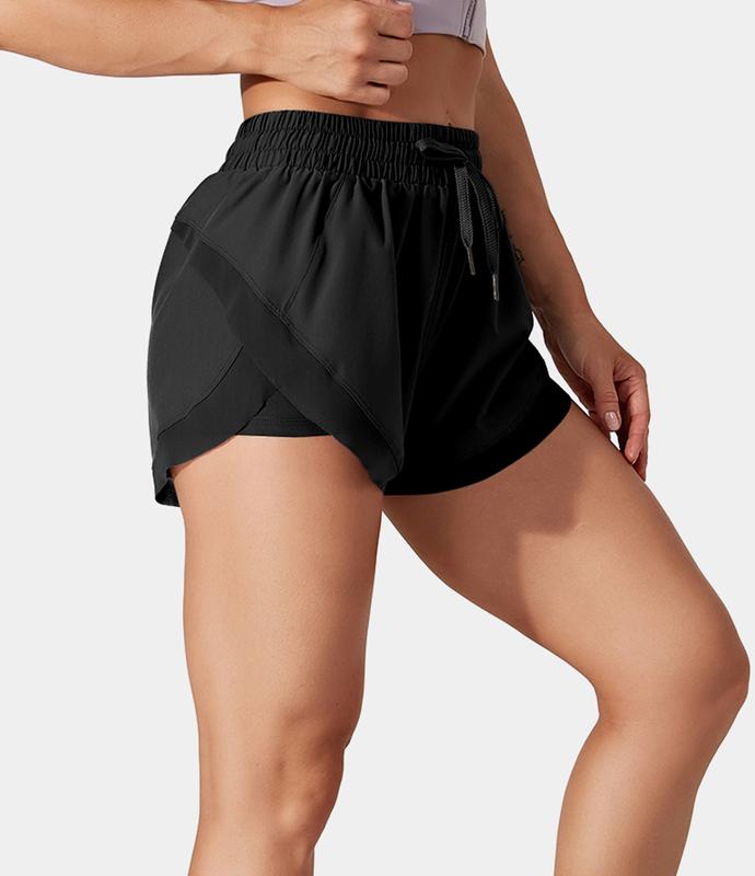 Halara Drawstring Contrast Mesh 2-in-1 Shorts Summer Outfit