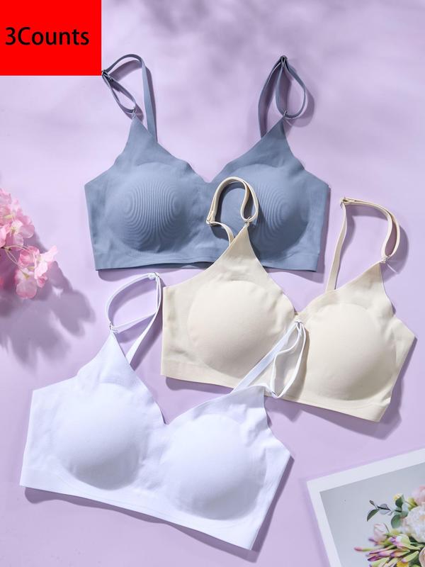 Women's Plain Adjustable Strap Wireless Bra, Breathable Comfortable Bra,  Lingerie for Women, Lingerie for All Seasons