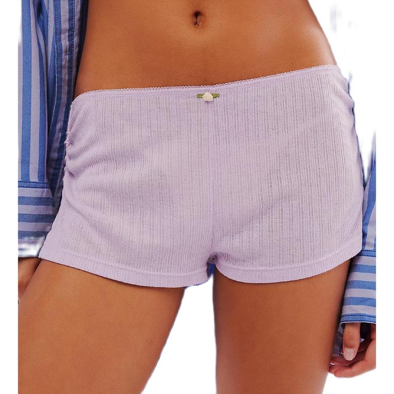 Women Side Slit Pajama Shorts Soft Comfy Low Waist Boy Shorts Side Split Ruched Elastic Lounge Short Pants Stretch Sleep Pj Bottoms Low Rise Cute Sleepwear Y2k Sexy Micro Shorts