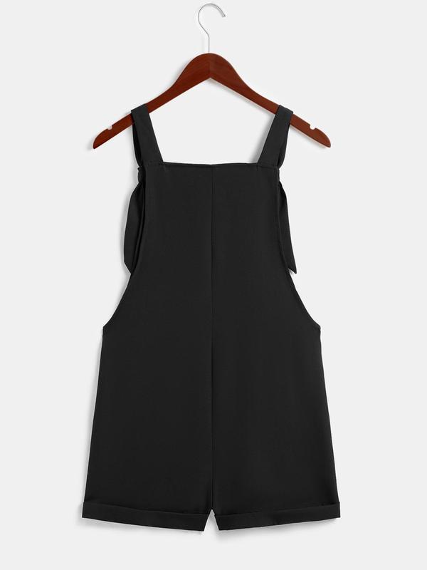 YOZY [size 4-14] Solid Pocket Pinafore Romper  Casual Comfy Baggy Wide Leg Overalls, 2024 Women's Daily Wear for Summer, [S-XXL]