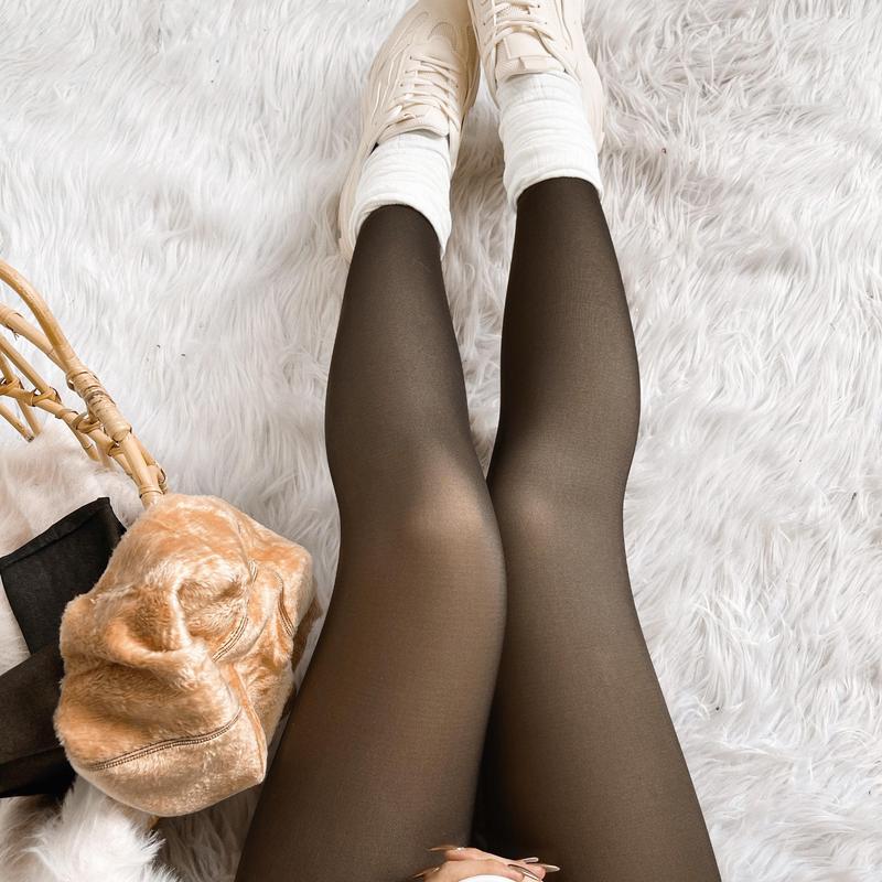 The Original Magic Fleece Lined Leggings Closed Foot (Looks Like Pantyhose) Winter Comfort Fleece Tights Available in Plus Size and Brown Fur