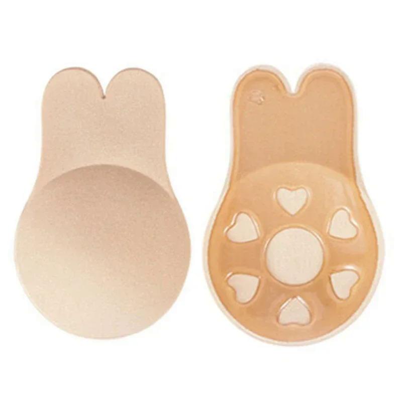 Reusable Rabbit Nipple Cover Pasties Breast Push Up Stickers Adhesive Invisible Bra Lift Tape Women Nipples Covers Silicone Pads