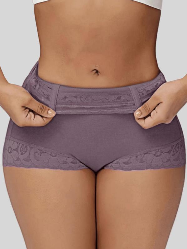 Women's Plain Contrast Lace High Waist Shapewear Panty, High Stretch Tummy Control Butt Lifting Shaper, Women's Sexy Shapewear Bottoms for Daily Wear