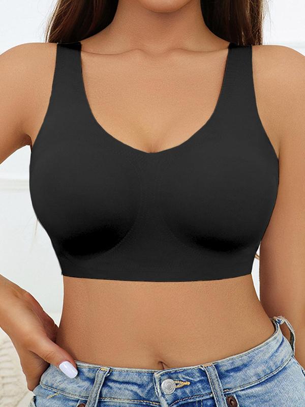 Women's Solid Wireless Push Up Bra, Soft Comfy Breathable Backless Bra, Women's Lingerie for Daily Wear