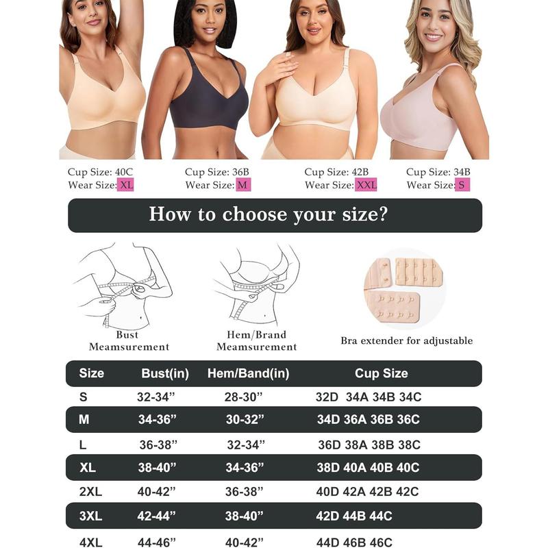 Comfortable Seamless Full Coverage Bra for Women Wireless Bras with Soft Support Regular and Plus Size