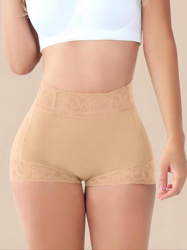 Women's Plain Contrast Lace High Waist Shapewear Panty, High Stretch Tummy Control Butt Lifting Shaper, Women's Sexy Shapewear Bottoms for Daily Wear