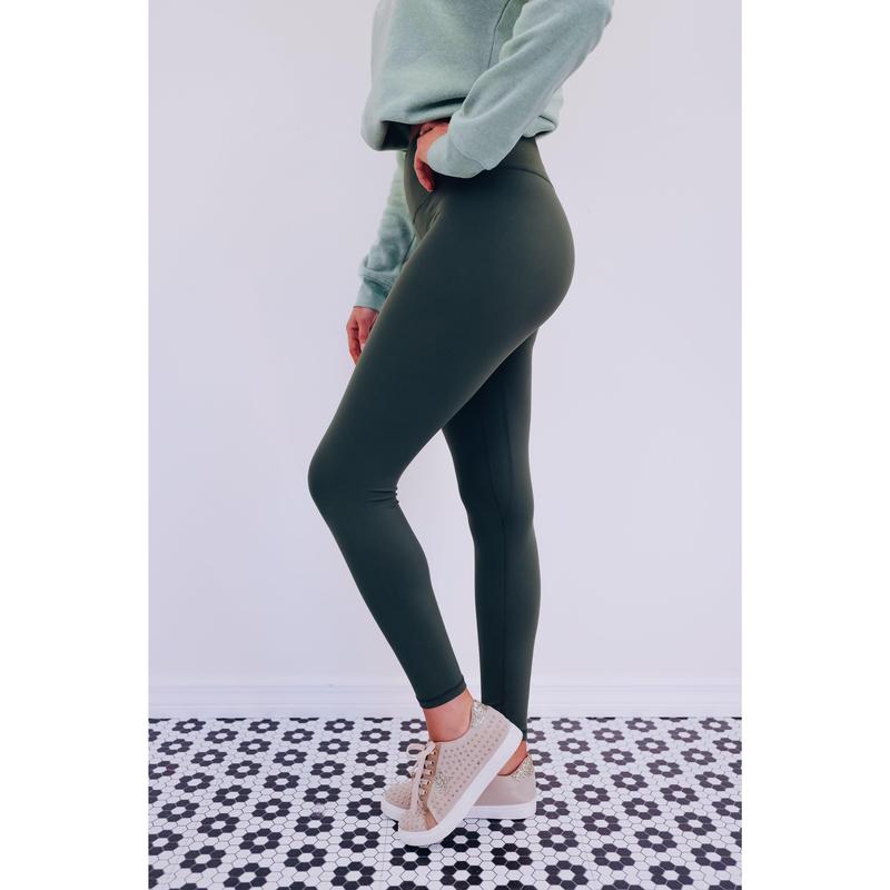 Lanie High Rise Leggings - Dark Olive