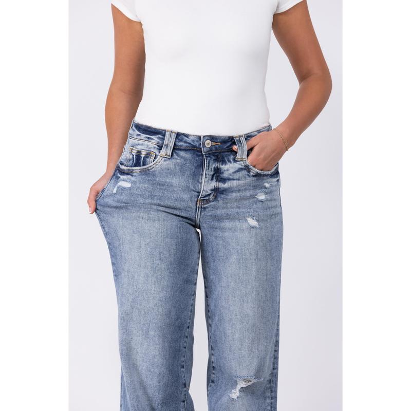 The Lindsey from Lovervet: High-Rise Tummy Control Wide Leg Denim