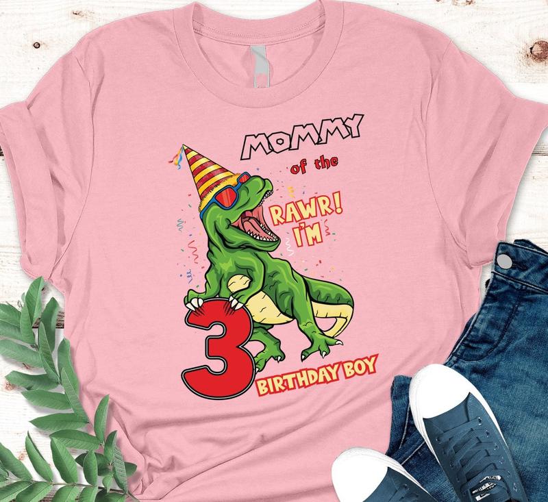 Personalized Dinosaur Birthday Shirt, T-Rex Birthday Boy Shirt, Dinosaur Family Matching Shirts, Dinosaur Family Birthday Party Shirt Comfort Cotton