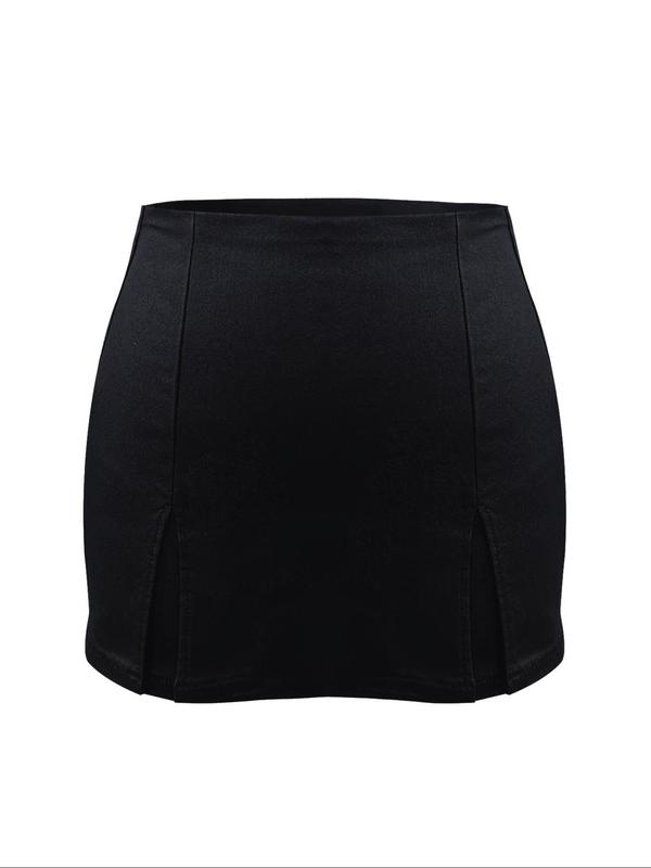 Women's 2 in 1 Zipper High Waist Skort, Fashionable Solid Color Bodycon Mini Skort for Daily Outdoor Wear, Ladies Bottoms for All Seasons