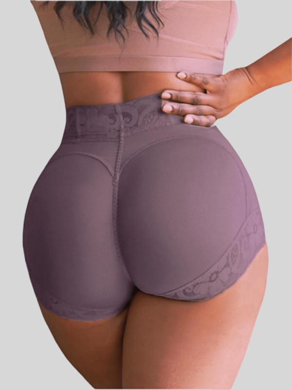 Women's Plain Contrast Lace High Waist Shapewear Panty, High Stretch Tummy Control Butt Lifting Shaper, Women's Sexy Shapewear Bottoms for Daily Wear