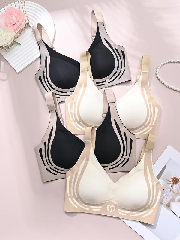 Women's Solid Color Wireless Bra, Adjustable Strap Push Up Bras for Women, Soft Comfortable Breathable Lingerie for All Seasons