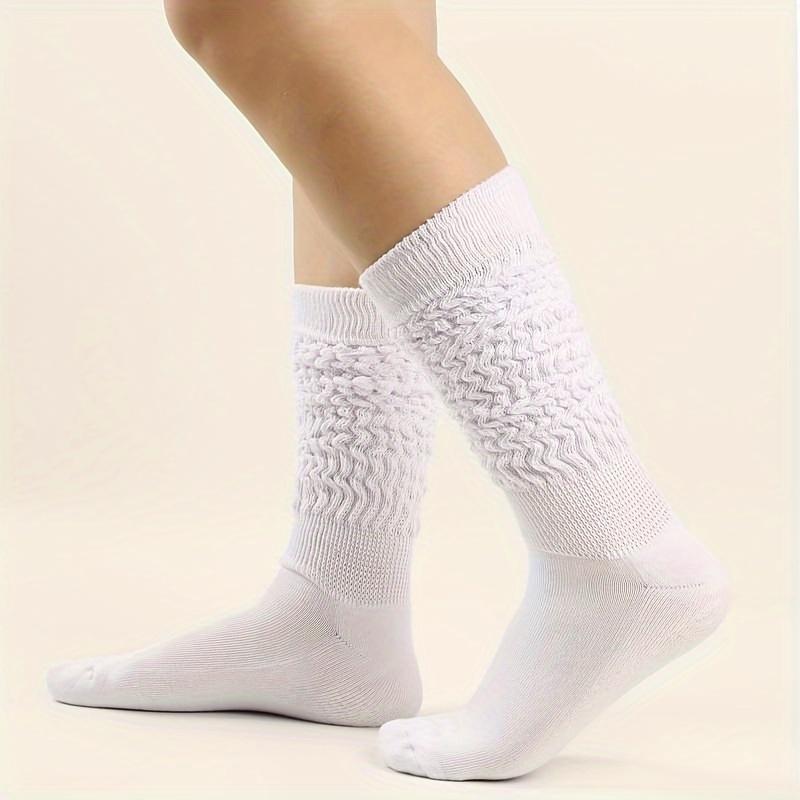 6 Pairs of Cozy Autumn Winter Solid Color Knitted Calf Socks - Soft, Comfortable, Warm Socks for Women - Ideal for Leisure, Outdoor Activities, Daily Wear