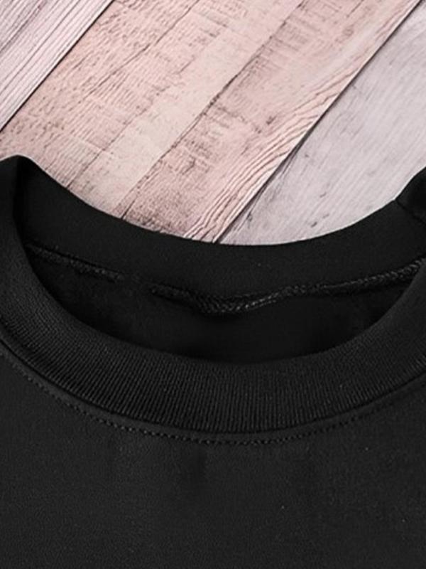 Women's Letter Print Drop Shoulder Sweatshirt, Casual Long Sleeve Round Neck Pullover for Fall & Winter, Ladies Clothes for Daily Wear