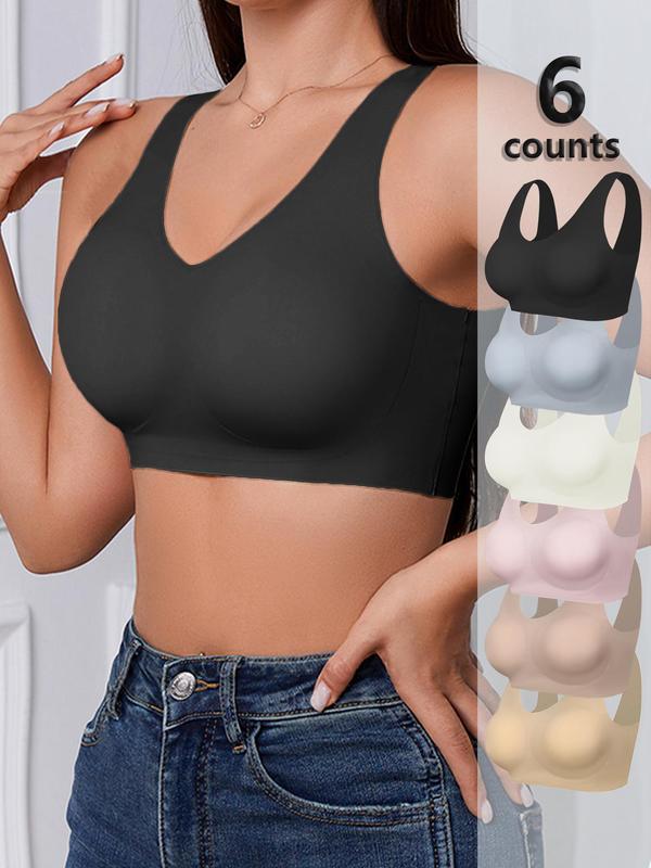 Women's Solid Wireless Push Up Bra, Soft Comfy Breathable Backless Bra, Women's Lingerie for Daily Wear