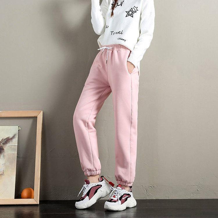 Fleece-Lined Autumn Winter Thickened Sweatpants for Women, Harem Pants, Loose Fit, Plus Size, Warm Casual Pants with Belt Womenswear Bottoms